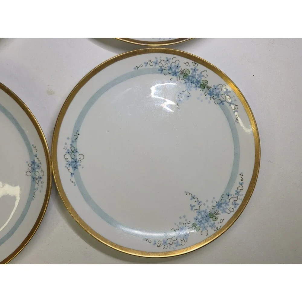 Set Of 4 Antique KPM Salad Plates Hand Painted 8